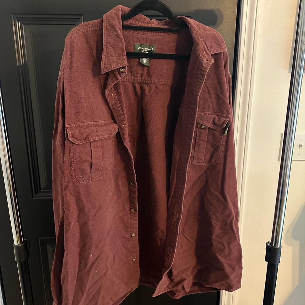 Eddie Bauer Burgundy Casual Button Down Shirt